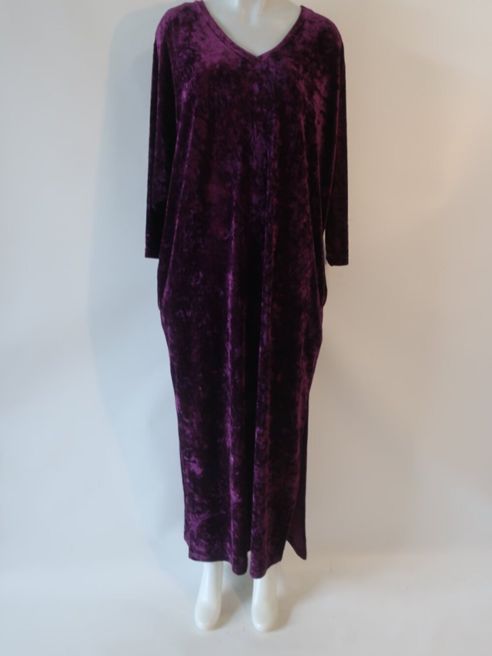 Women Donna Karan Intimates Purple (Item-64) Crushed Velvet Loungewear Kaftan PS